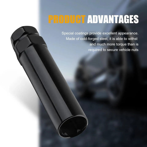 Black steel 6 Spline Lug Nut Socket Set For Wheel Locks And Nuts Universal Steel Removal Tool Compatible With 19 mm And 21 mm