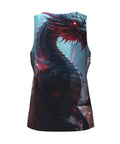 Men's Quick Dry Tank Top With Moisture Wicking Fabric, Lightweight Sleeveless Gym Shirt Featuring Dope Mechanical Dragon Graphic, Breathable Athletic Fit To Keep You Fresh During Heavy Lifts In Black, back view showing dragon design.