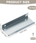 Six-Pack Aluminum Drawer Edge Pulls 3.15 Inch Concealed Tab Handles In Brushed Grey displayed with dimensions and screws