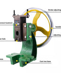 Shop Ready Heavy Duty Manual Arbor Press Featuring Industrial Handwheel Operation And Solid Cast Iron Base For No Fuss Precision When Stamping Riveting Or Bending Sheet Metal Daily, showcasing handwheels and wear-resistant headstock.