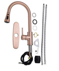 Copper Rose Gold Kitchen Faucet For Deck Mount With Three Way Spray Pause Setting Lead Free 304 Stainless Steel and accessories
