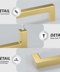 Heavy Duty Brushed Gold Cabinet Handles And Drawer Pulls 25 Pack 5 Inch Stainless Steel with detail on tight connection and threading.