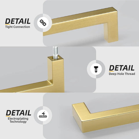 Brushed Brass Drawer Pulls 25 Pack For Cabinets And Dressers, Go To Square Cabinet Handles With 7 1/2 Inch Hole Centers