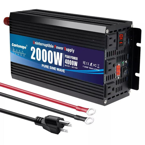 2000W Sump Pump Backup Battery System With Automatic Switching To Battery Inverter Power, Pure Sine Wave Output, LED Display