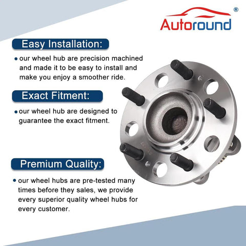 512437 Rear Wheel Hub And Bearing Assembly For Hyundai And Kia Cars Fits Sonata 2010 2014 Tucson 2010 2015 Optima 2011 2015 Sportage 2011 2016 Azera Cadenza Rondo ABS 5 Lug Hubs With OEM Style Fit And Bulletproof Installation, shown with easy installation and exact fitment features.