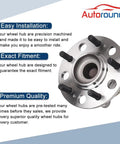 Rear Wheel Hub And Bearing Assembly With ABS For Hyundai And Kia OEM Replacement Fits Sonata 2010-2014, Tucson 2010-2015, Optima 2011-2015, Sportage 2011-2016, Azera, Cadenza, Rondo, 5 Lug, Flange 5.83 In, Bolt Circle Replacement