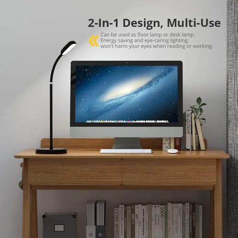 Cordless Tall LED Floor Lamp That Is Totally Lit With 42 LEDs, 3 Color Temperatures, 5 Brightness Levels next to computer desk