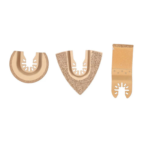 Oscillating Saw Blade Set for Tile and Marble Brazed Emery Multitool Blades 3 Piece Rectangle and Semicircle Blades