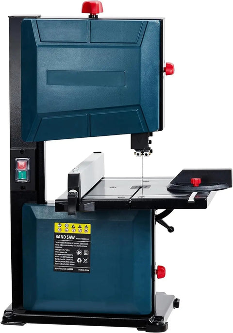 Heavy Duty 3 Amp 8 Inch Benchtop Bandsaw with 1800 FPM, tilting table, safety key, and miter gauge for woodworking and aluminum cutting