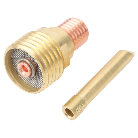 Easy Install Ceramic Welding Cup Set With Alumina Gas Lens Kit For TIG Tools Compatible With Wp20 showing a gas lens and attachment.