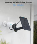 Wireless Outdoor Security Camera With Solar Or Battery Power, 2K Night Vision And 3MP Clarity, AI Detection, mounted with solar panel