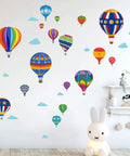 Colorful hot air balloon wall decals in a child's room, Hot Air Balloon Wall Decals For Kids Adventure Stickers For Bedroom Classroom