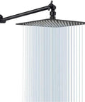 12 Inch Matte Black Rain Shower Head With 11 Inch Adjustable Extension Arm Large Stainless Steel High Flow Square Rainfall Shower