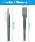 Three Quarter Inch Wide Flat And Point Chisel Set With SDS Plus Shank For Concrete Masonry Stone, 5.9 Inch Long, dimensions shown