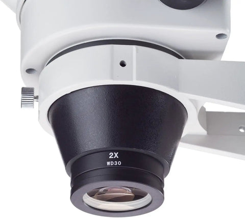 2X Barlow Lens For SM And SW Stereo Microscopes 48mm Mount Doubles Magnification Ideal Upgrade For Sharper Detailing And Clearer Focus On Your Microscope, Fits SM20 And Other Compatible Models. 2X WD30 lens on stereo microscope