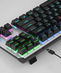 Kick Ass Mechanical Gaming Keyboard 87 Keys Tenkeyless Build Hella Smooth Typing with rainbow LED backlight close-up view