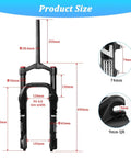 Front Fork For Four Inch Fat Tires With 130mm Travel And Crown Lockout, Ultralight Air Suspension Front Fork dimension details