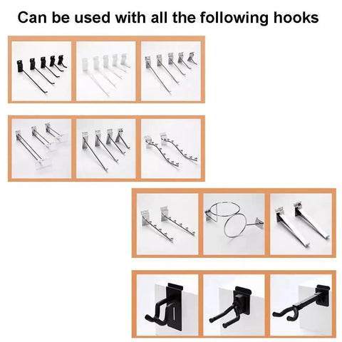 Durable Wood Slat Wall Panels With Pegboard Display Stand For Home Workshop And Garage Organization shown with various hooks.