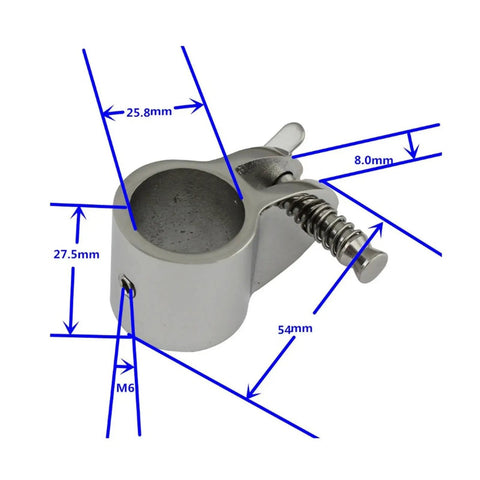Two Pack Stainless Steel 316 Top Jaw Slide Sets in Seven Eighths Inch and One Inch Sizes with Quick Release Spring Pin, marine hardware