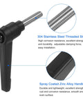 Set Of Four Clamping Lever Handles M6 X 20mm 304 Stainless Steel Threaded Male Stud with Black Finish Lever