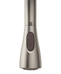 Classic Stainless Finish Replacement Pulldown Kitchen Faucet Spray Head 131380CSL close-up view, smooth sprayer design