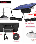 Diagram of Solar Pendant Lights With Dual LED Bulbs, IP65 Waterproof Outdoor, showing components and wiring details.