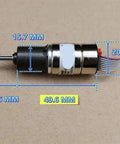 Planetary Reducer Gear Motor With 16mm Precision Ultra High Torque Micro Full Metal Gearbox showing dimensions on beige background