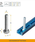 Hex bolt in Six Pack 24 Inch Universal T Track With Double Cut Profile And Pre Drilled Mounting Holes For Woodworking Jigs And Fixtures Aluminum T Track For Drill Press Table Router Table And Workbench
