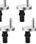 Close-up of four stainless steel Toilet Seat Hinge Replacement Kit 2 Pack Top Fix Hinges With Mounting Screws for bathrooms.