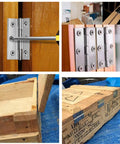 Ten Piece 2 Inch Stainless Steel Folding Hinges For Cabinet And Closet Doors, installed on wooden cabinet doors.