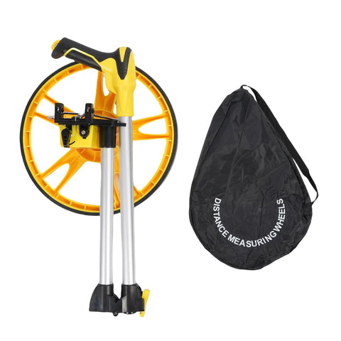 Badass Mechanical Measuring Wheel With Slick Foldable Carry Handle For Hella Accurate Indoor And Outdoor Distance Tracking, compact design with storage bag.
