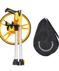 Folded Mechanical Distance Measuring Wheel In Metric Handheld Rolling Tally Counter For Large Yard And Road Measurements with carrying bag.