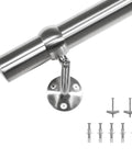 Top Tier Heavy Duty Stair Handrail Kit 30 Inch Stainless Steel 304 Wall Mount Grab Railing System close-up with mounting hardware.