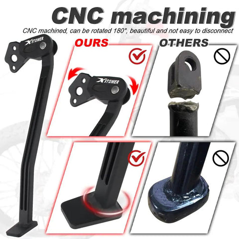 Aluminum Dirt Bike Kickstand For Yamaha YZ250F YZ450F 2006 2007 2008 2009 Lightweight Side Stand Foot Support, Easy Parking, Rustproof Motorcycle Kickstand, Quick Install And Strong Stand For Everyday Trail Rides showing CNC machining.