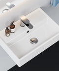 Bathroom Wash Basin(45 * 31 * 13cm) - Countertop/Wall-Mounted Recular Sink (Whitle) with sink and faucet design.