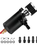 Two Port Billet Aluminum Oil Catch Can Kit With Breather Filter And Drain Valve Universal 150 Milliliter Engine Oil Separator Tank