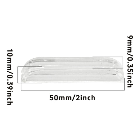 Side view of 50mm x 10mm mini 12 Pack Transparent Acrylic Drawer Pulls 2 Inch Mini Clear Glass Look Cabinet Handles for cupboards.