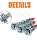 Wall Anchor Assortment Kit 52/104 Pieces Zinc-Plated Steel Hollow Fasteners, Heavy-Duty Galvanized Carbon Steel Construction, Expanding Anchor Sleeve Design, Ideal For Securing Shelves, Cabinets, And Fixtures To Drywall, Concrete, And Masonry; close-up of metal anchors