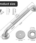 Diagram of 2 Pack 16 Inch Stainless Steel Bathroom Grab Bars With Anti Slip Grip, Heavy Duty 500 Lb Load Capacity, mounting hardware included