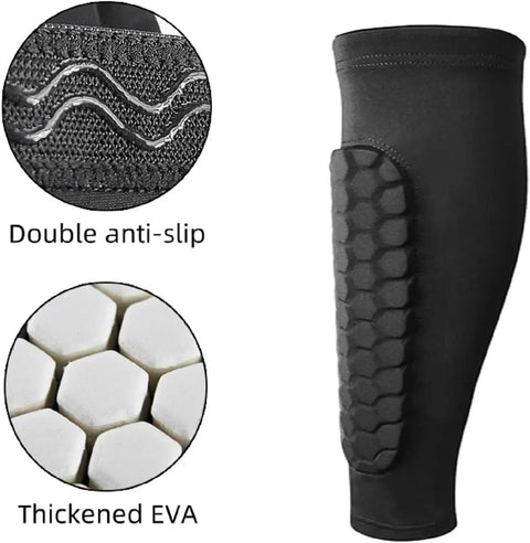Youth Shin Guards With Box For Soccer, Breathable Moisture Wicking Pads, Honeycomb Ergonomic Protection, Small Size S 6 To 10, side view.