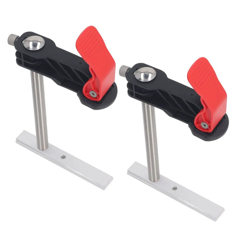 Heavy Duty Stainless Steel Hold Down Clamps For Woodworking Benchtop Setup With Quick Release Mechanism and No Sweat Operation.