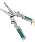 Heavy Hitter Multifunctional Wire Stripper With Crimper Cutter And Non Contact Voltage Tester silver pliers with green grips for electrical work