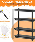 Heavy Duty 4 Tier Metal Garage Shelving Unit 54 Inch High Industrial Storage Rack assembly tools shown