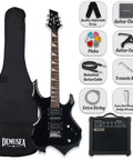 39 Inch Electric Guitar Beginner Friendly Starter Kit With 20W Amplifier Bundle, includes gig bag, strap, capo, picks, cable, wrenches.