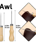 Awl tool detail for Pro Grade Heavy Duty Leather Upholstery Repair Kit With 8 Upholstery Threads, 40 Piece Sewing Set.