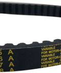 Close-up of 7.25 inch belt from Beefed Up Three Quarter Inch Bore Go Kart CVT Torque Converter Kit With Six Inch Driven Pulley And Asymmetric Drive.