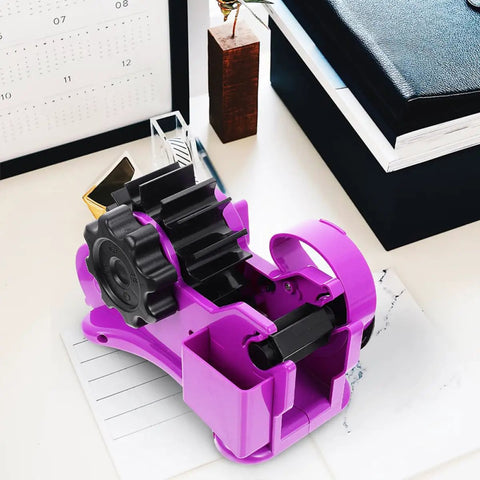 Heavy Duty Semi Automatic Packing Tape Dispenser Smooth Operator Design With Nifty Dual Cutting Station on a desk.