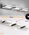 Led Bathroom Vanity Light Three Lights Chrome Wall Lamp IP44 20 Inch 12W Over Mirror Fixture Indoor Modern Cool White 6000K 1000LM