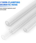 Reinforced Polyurethane Air Tube 12mm OD 10 Meters, ultra flexible air hose with yarn pattern, oil resistant, 290 PSI pressure rating.