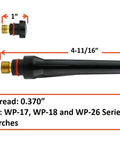 Stubby Setup TIG Torch Consumables Kit For 17, 18, 26 Series With Tungsten Tips, image showing 57Y04 and 57Y02 components.